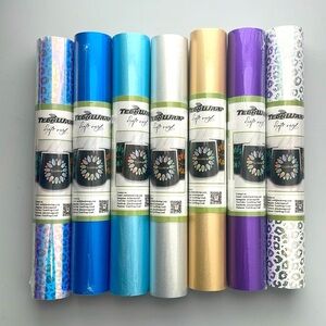 NWT TeckWrap Craft Vinyl Bundle 7 Shimmery Colors and 1 Roll of Transfer Tape